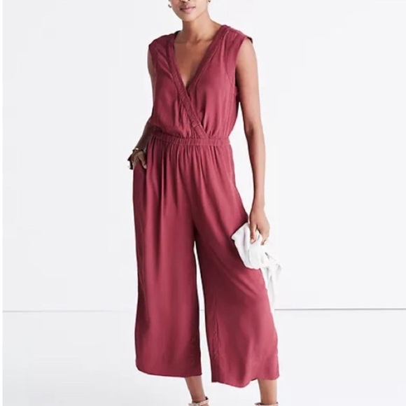 Madewell Pants - Madewell Culottes Maroon Wrap-Front Jumpsuit